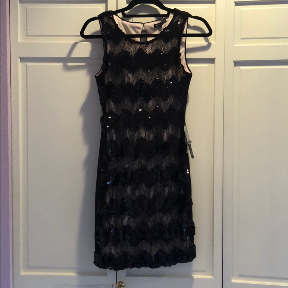 As U Wish black sequin and lace cocktail dress